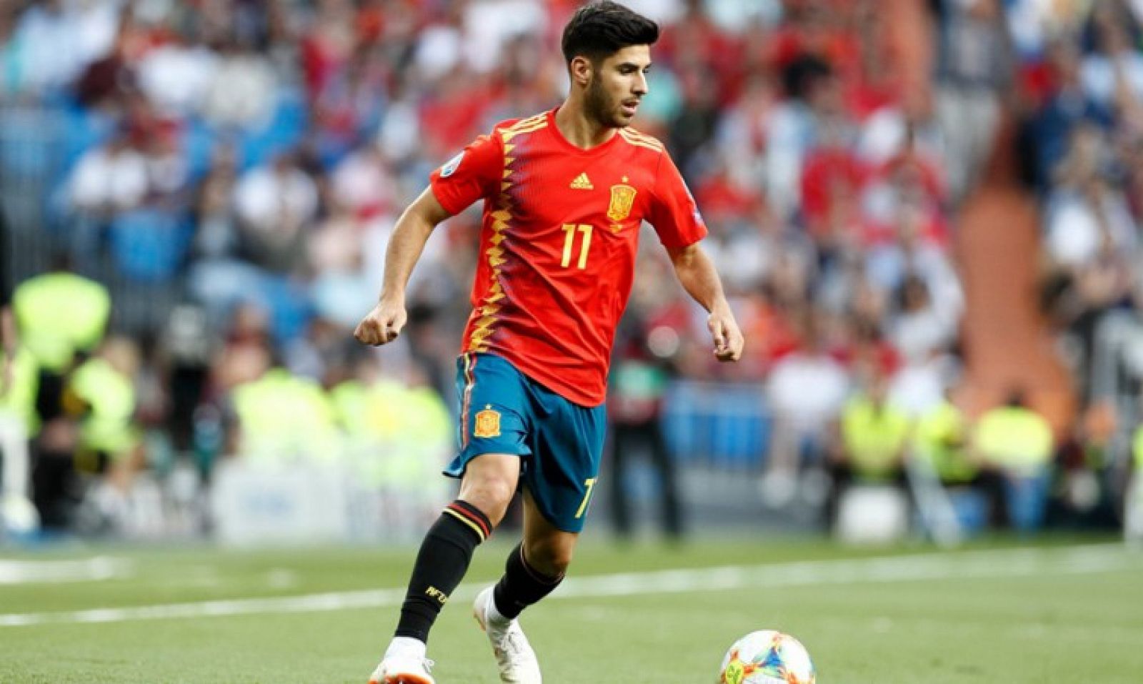 Imagen de Marco Asensio con la selección española de fútbol.