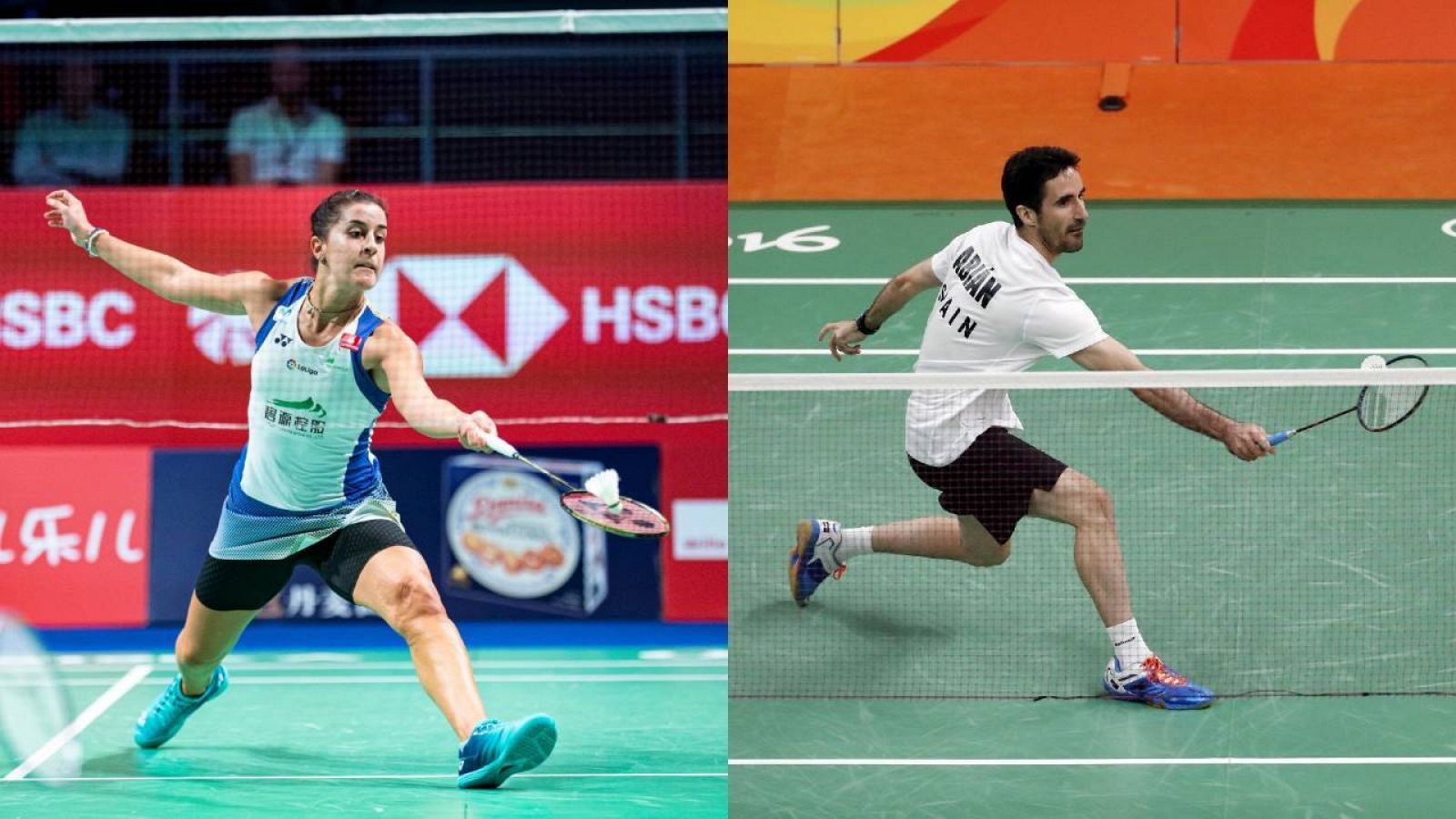 Carolina Marín (i) y Pablo Abián (d) preparan el europeo de bádminton