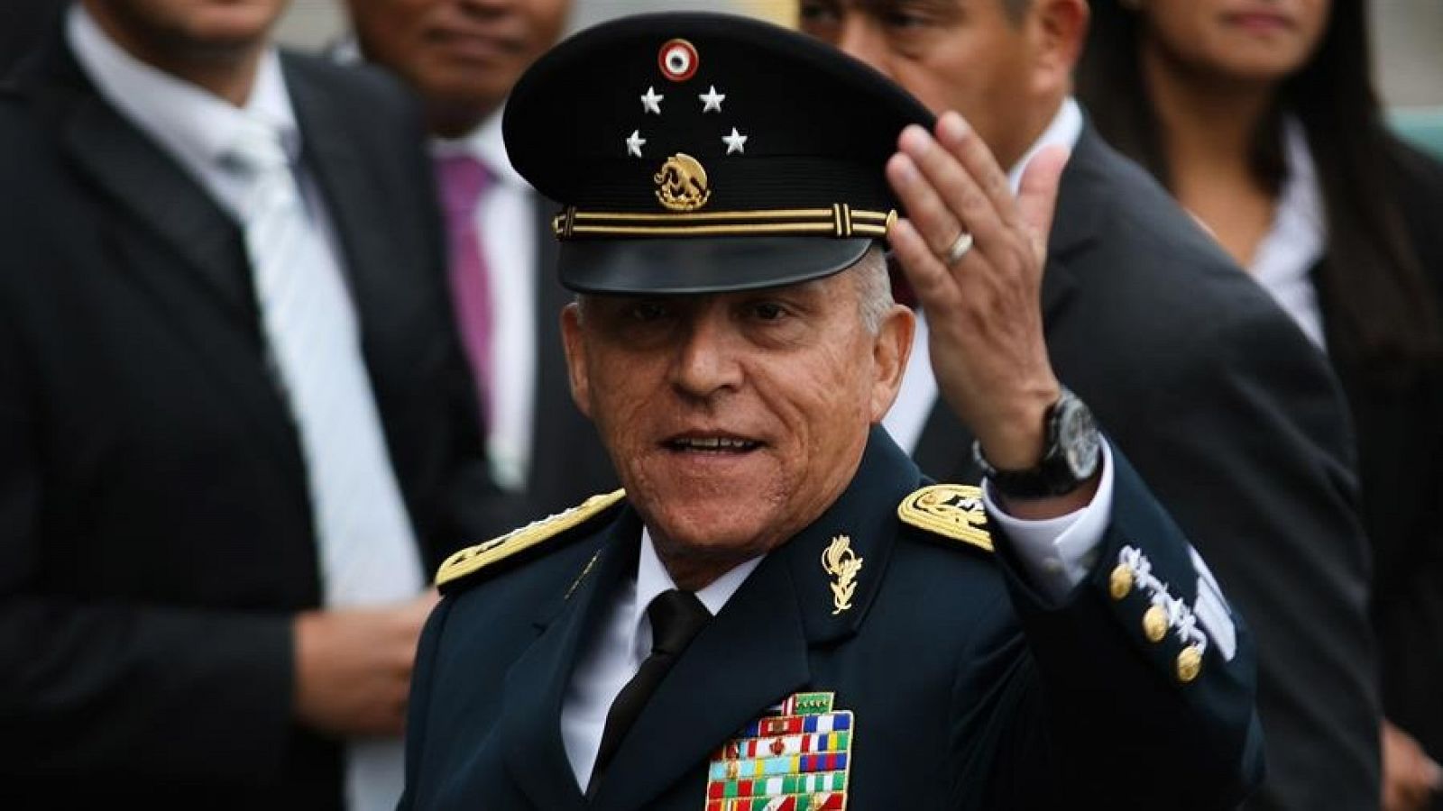 El exsecretario de Defensa, Salvador Cienfuegos, durante un acto protocolario en Ciudad de México
