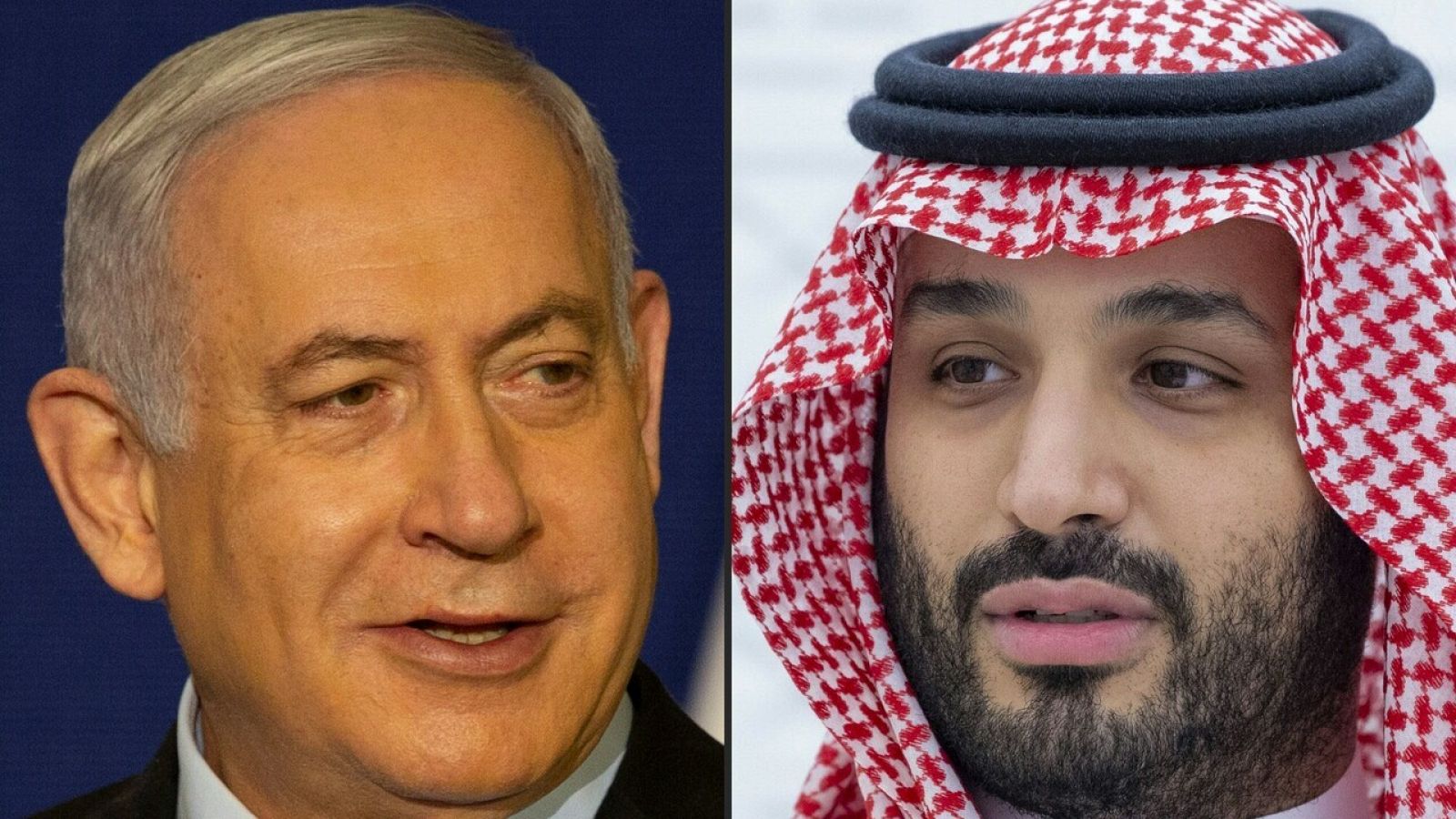 Combo con imágenes de archivo de Benjamín Netanyahu y el príncipe heredero saudí Mohamed bin Salman. Fuente: Maya Alleruzzo y Bandar AL-JALOUD /varias fuentes/ AFP