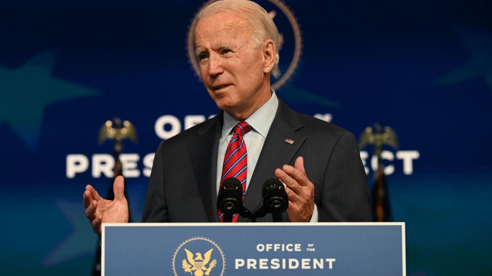 El presidente electo de Estados Unidos, Joe Biden, durante un discurso en Wilmington (Delaware) el viernes 4 de diciembre de 2020.