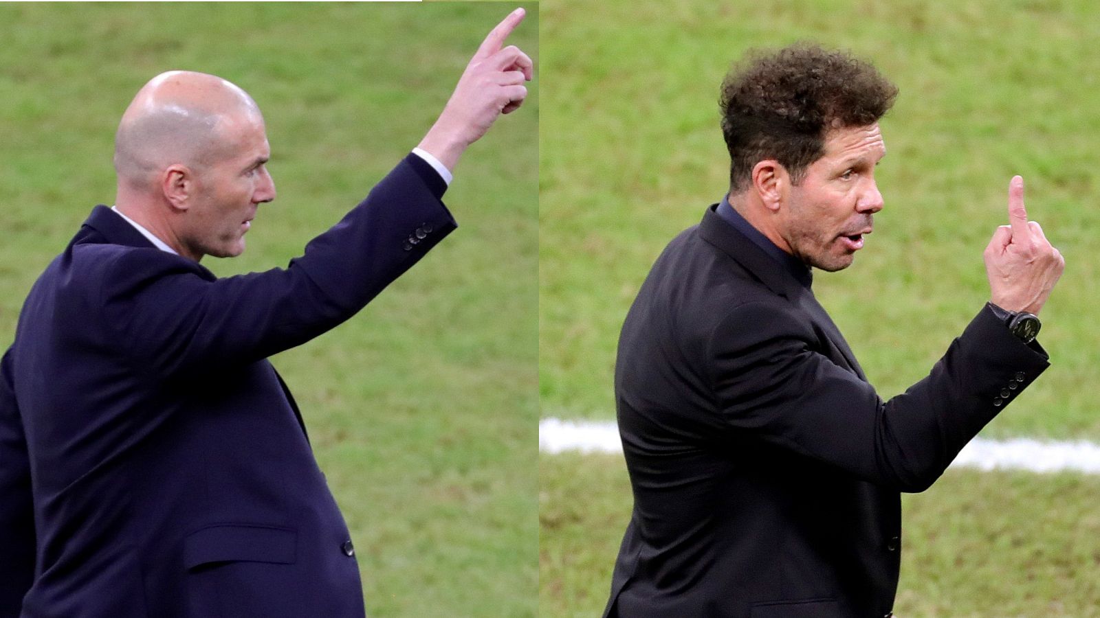 Fotomontaje de Zidane (i) y Simeone haciendo indicaciones en un enfrentamiento de la pasada temporada