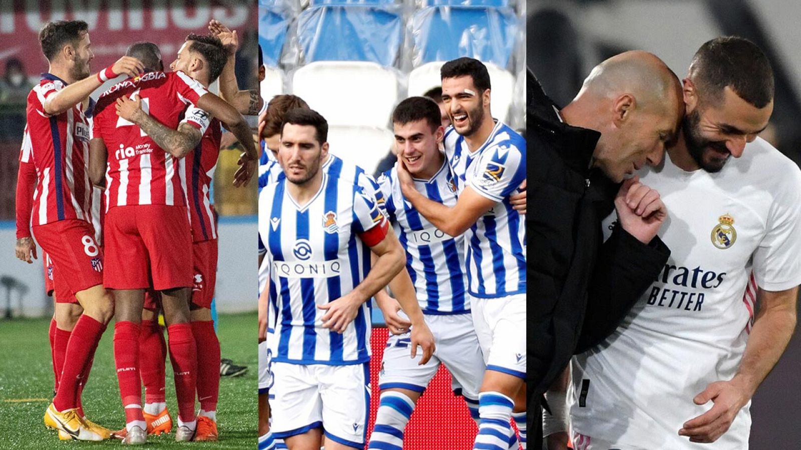 Atlético de Madrid, Real Sociedad y Real Madrid, colíderes de LaLiga.