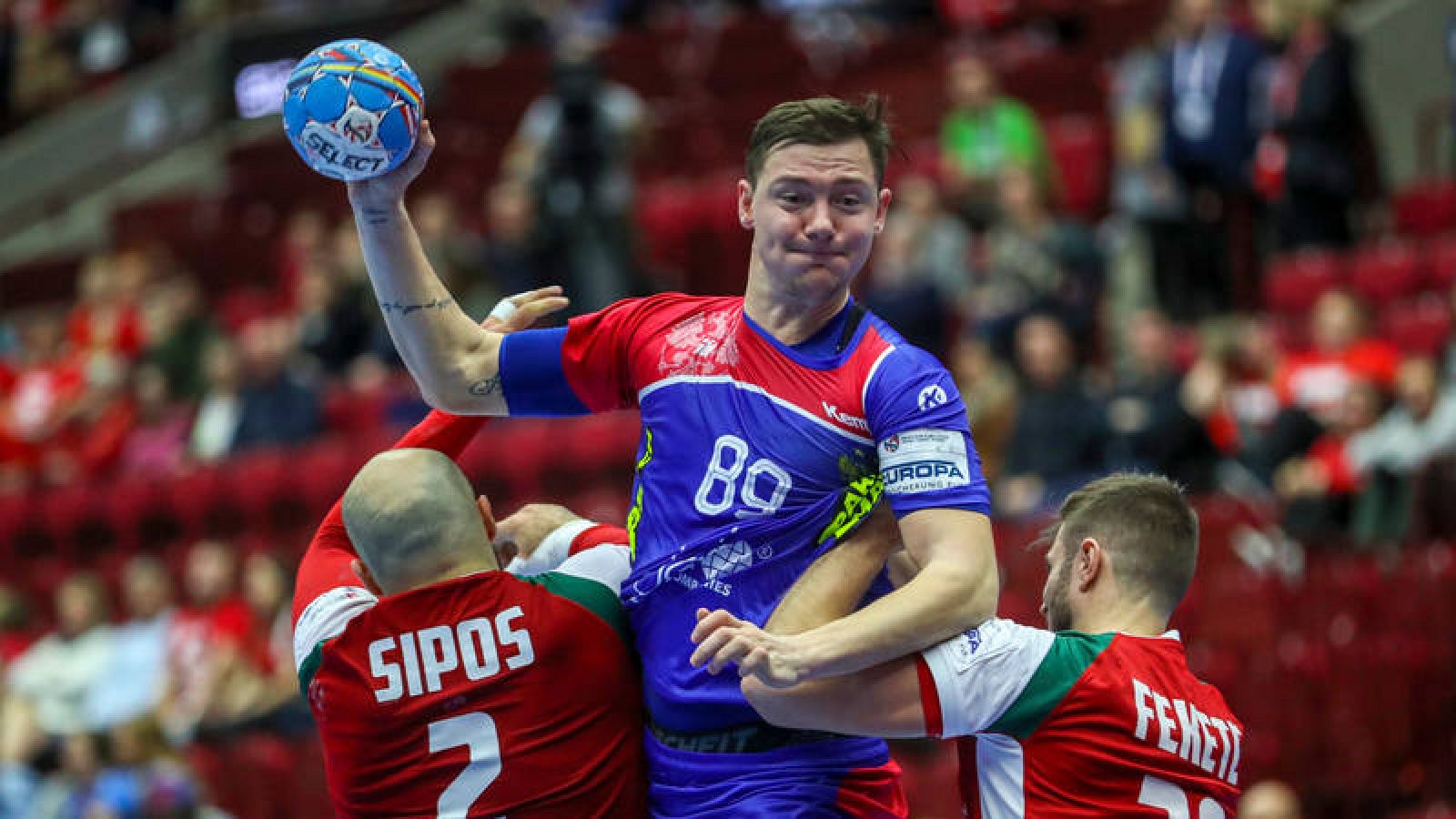 Imagen del jugador ruso Dmitrii Zhitnikov durante el Europeo 2020.