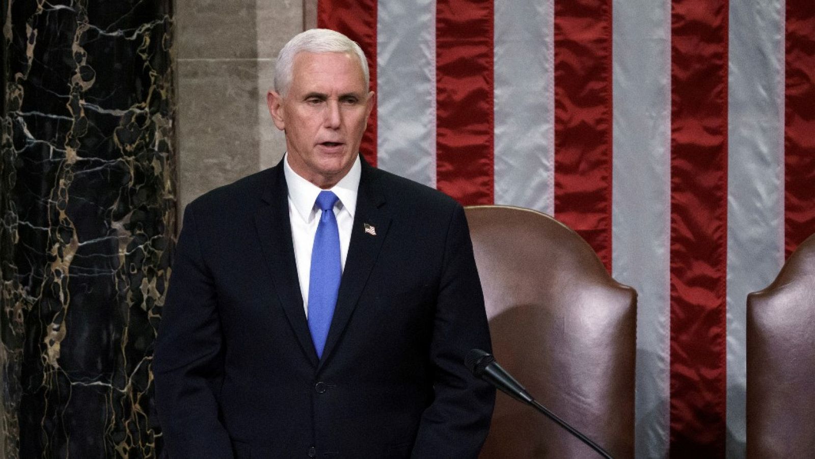 El vicepresidente de Estados Unidos, Mike Pence, durante la proclamación de Joe Biden como presidente en el Congreso estadounidense el 7 de enero de 2021.