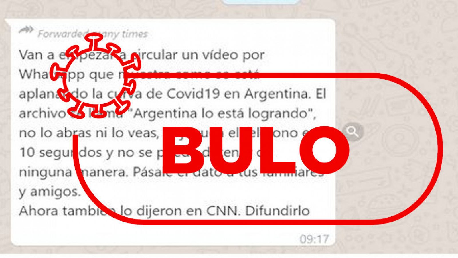 Captura del mensaje con el bulo difundido por whatsapp