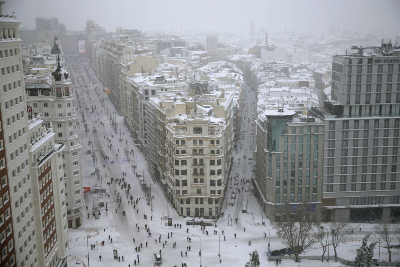 La tormenta Filomena sobre la ciudad de Madrid