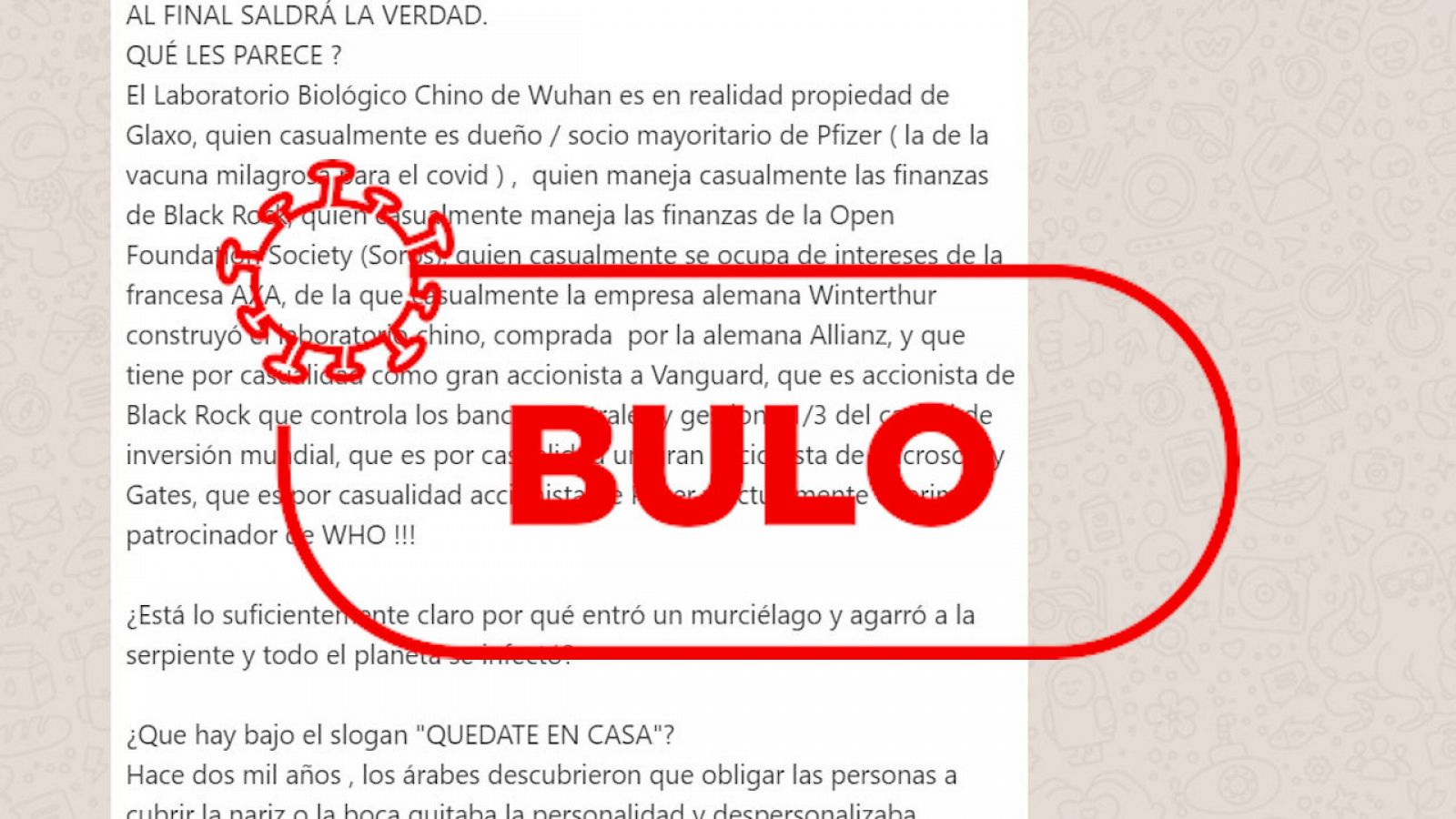 Captura del bulo que relaciona Glaxo con el laboratorio de Wuhan y Pfizer