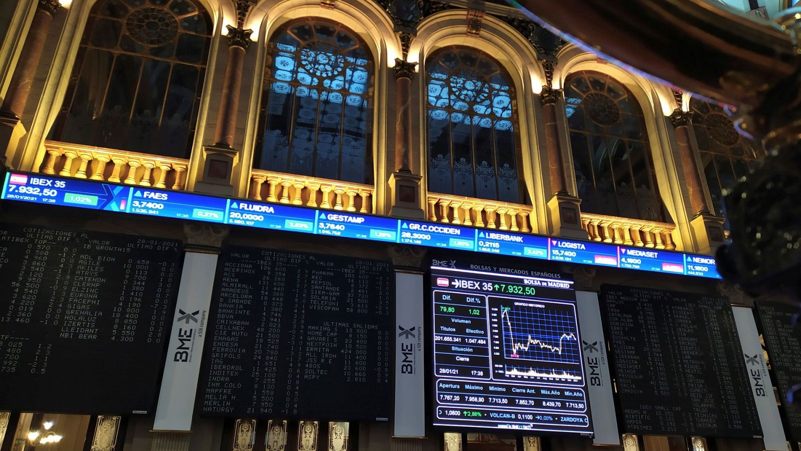 Vista del interior de la Bolsa de Madrid