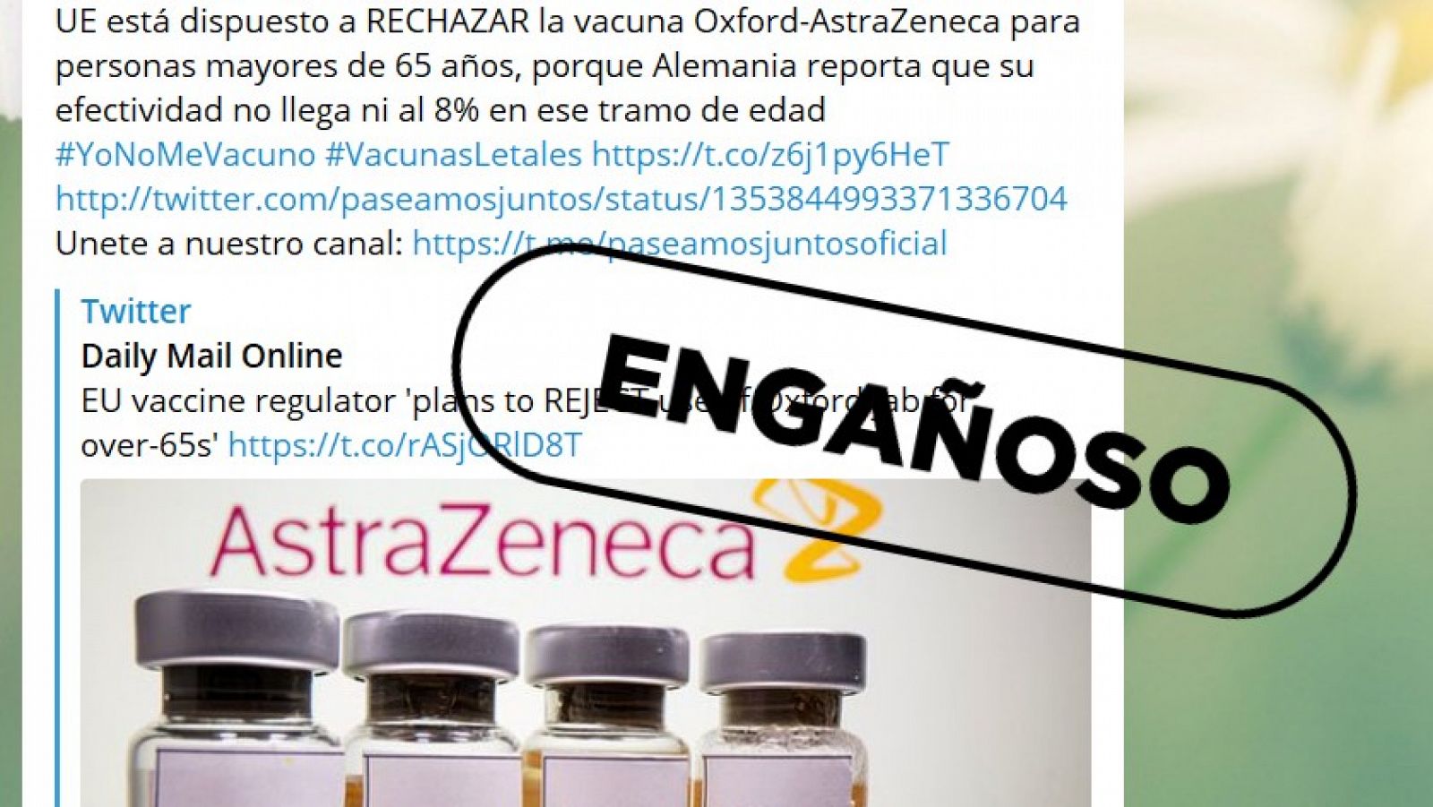 Captura del mensaje enviado por Telegram