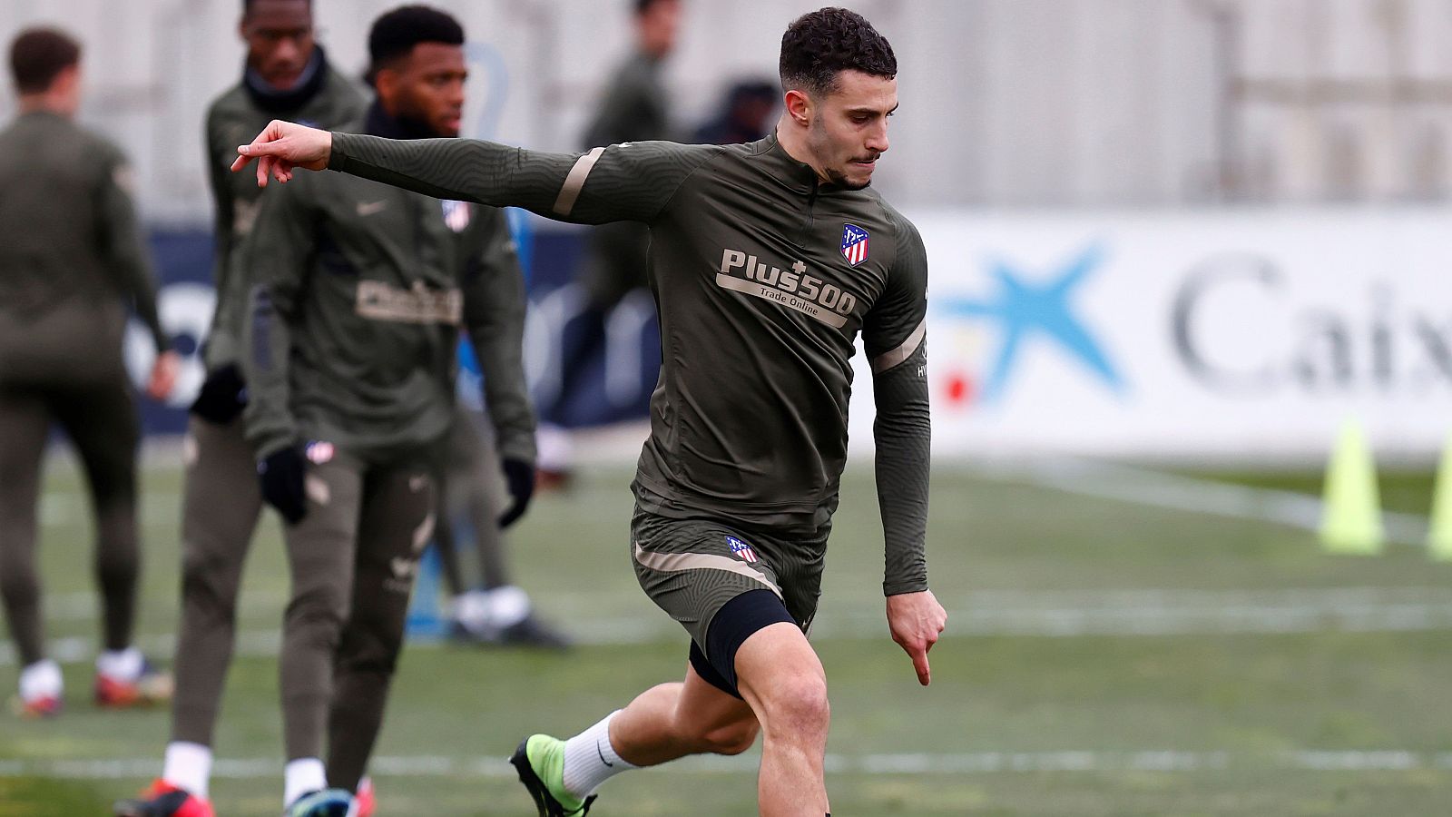 Mario Hermoso, en un entrenamiento con el Atlético.