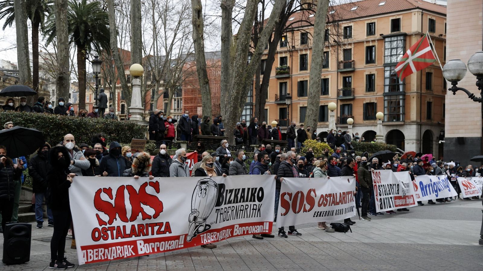 Protesta de los hosteleros en Bilbao