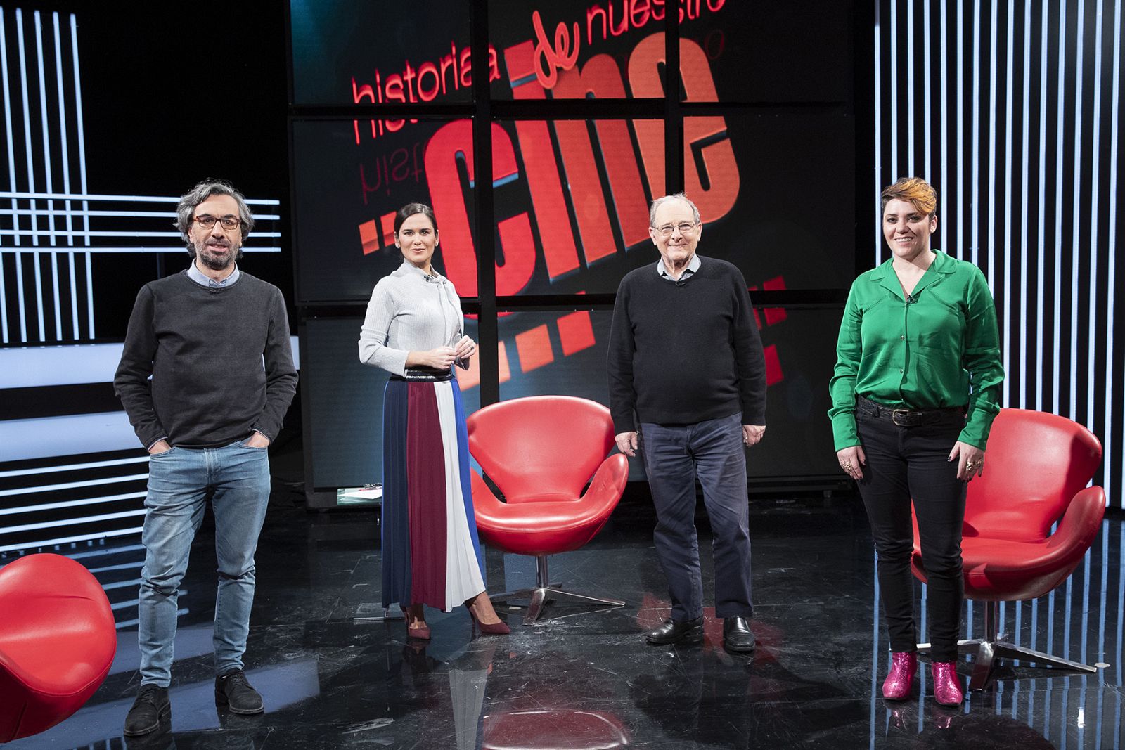 Los participantes el coloquio: Emilio Gutiérrez Caba, Mery Cuesta y Javier Ocaña