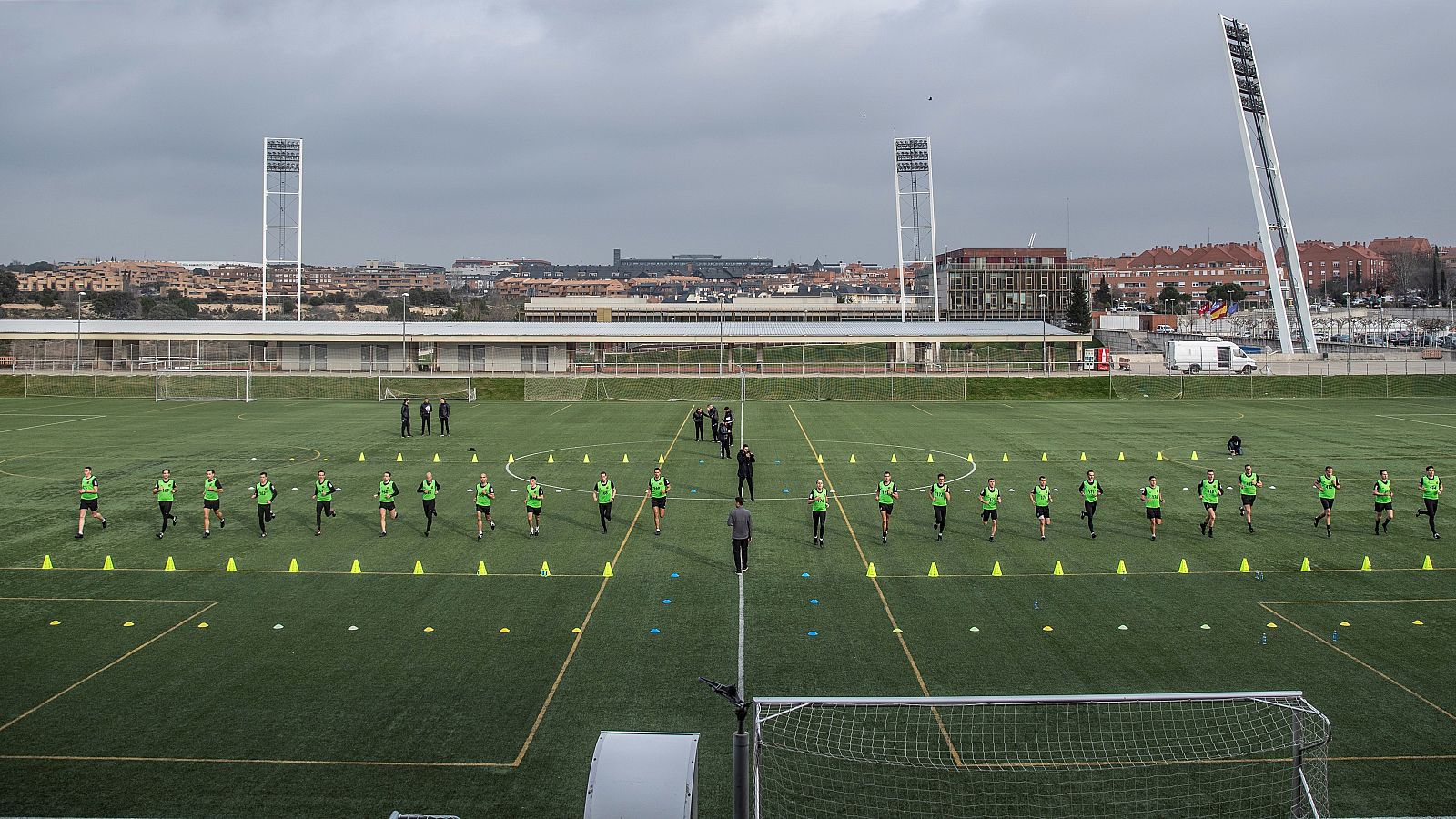 Vista de uno de los campos de entrenamiento de la Ciudad del Fútbol de Las Rozas.