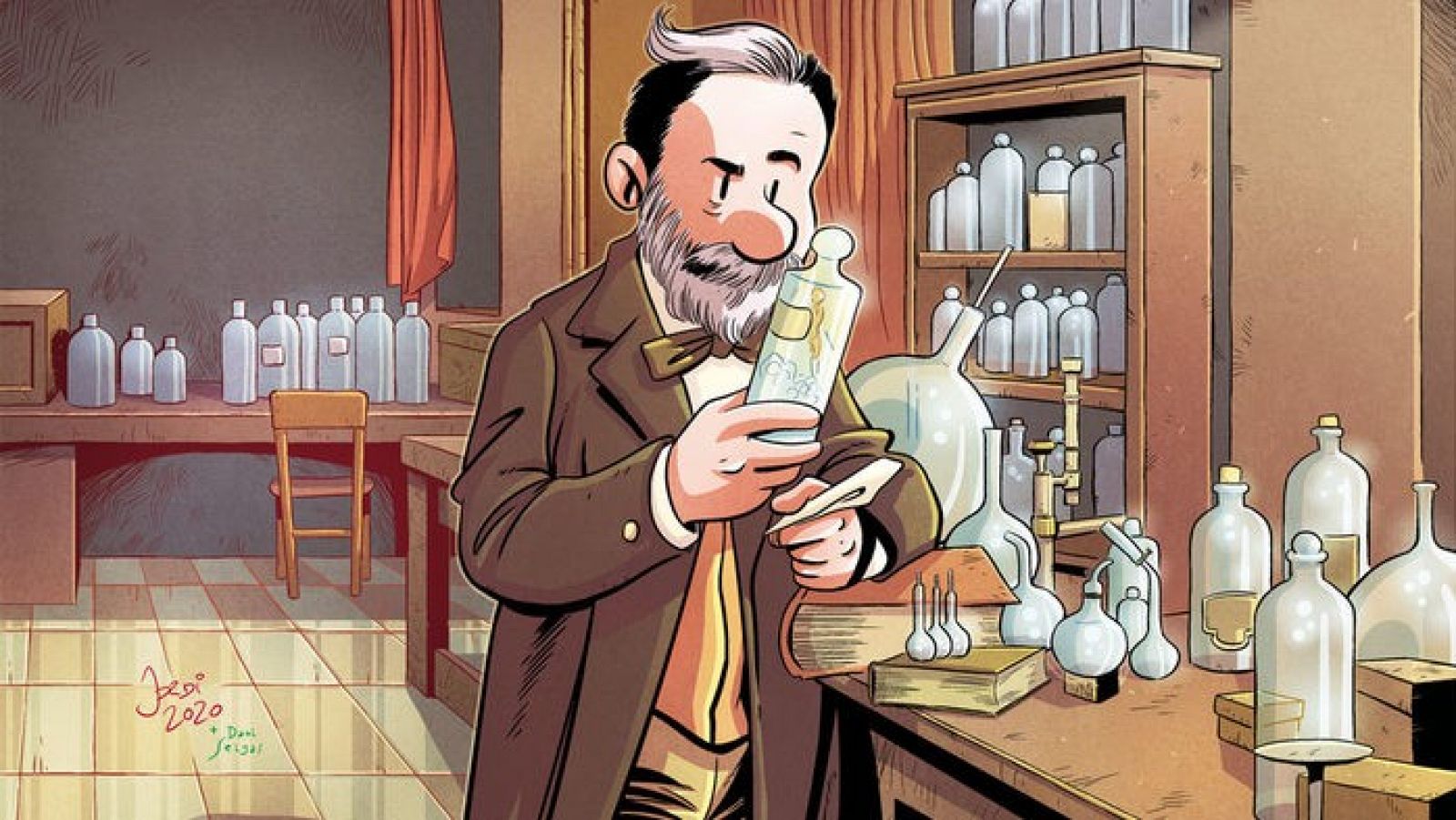 Ilustración para la portada de 'Pasteur. La revolución microbiana'