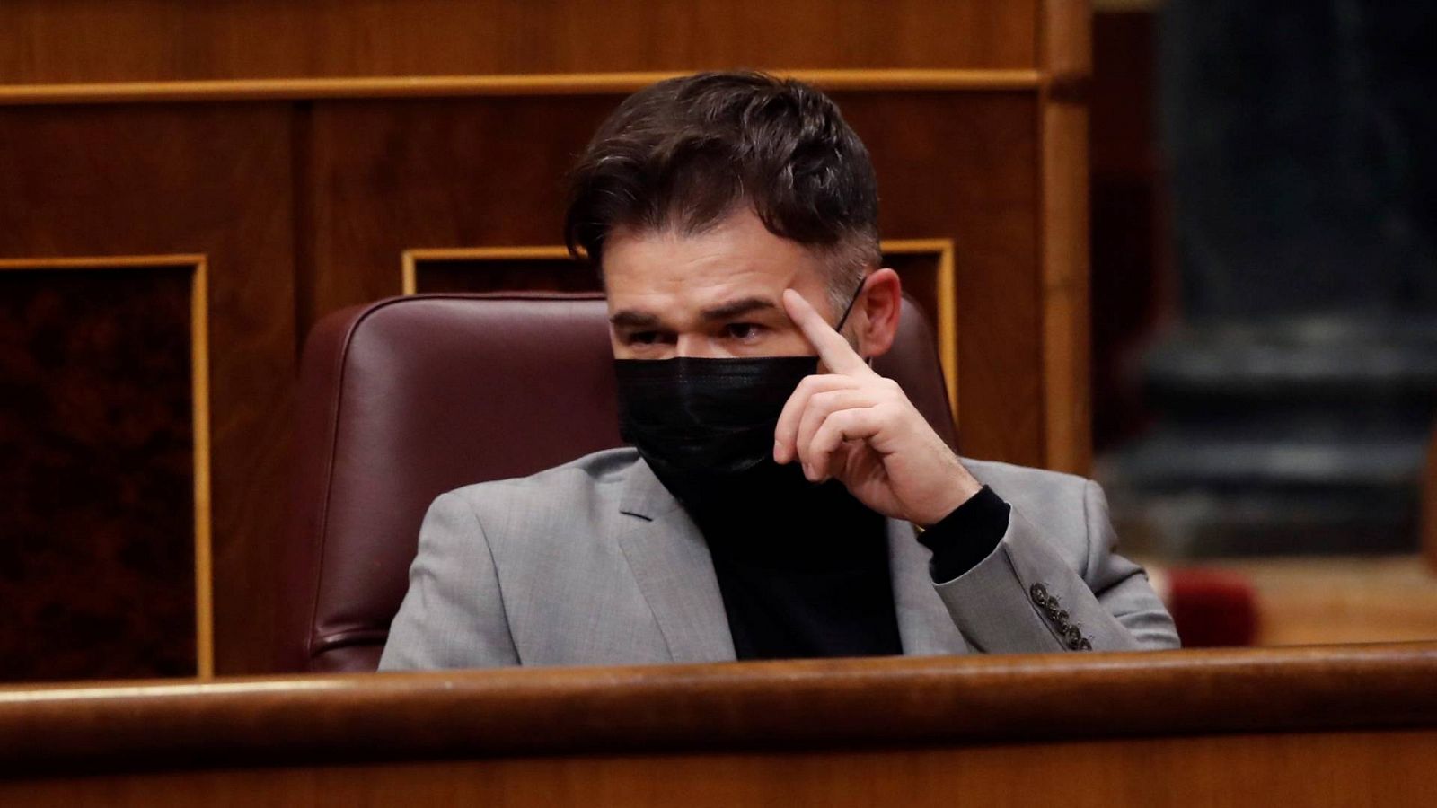 El portavoz de ERC en el Congreso, Gabriel Rufián, durante el pleno celebrado este miércoles en el Congreso