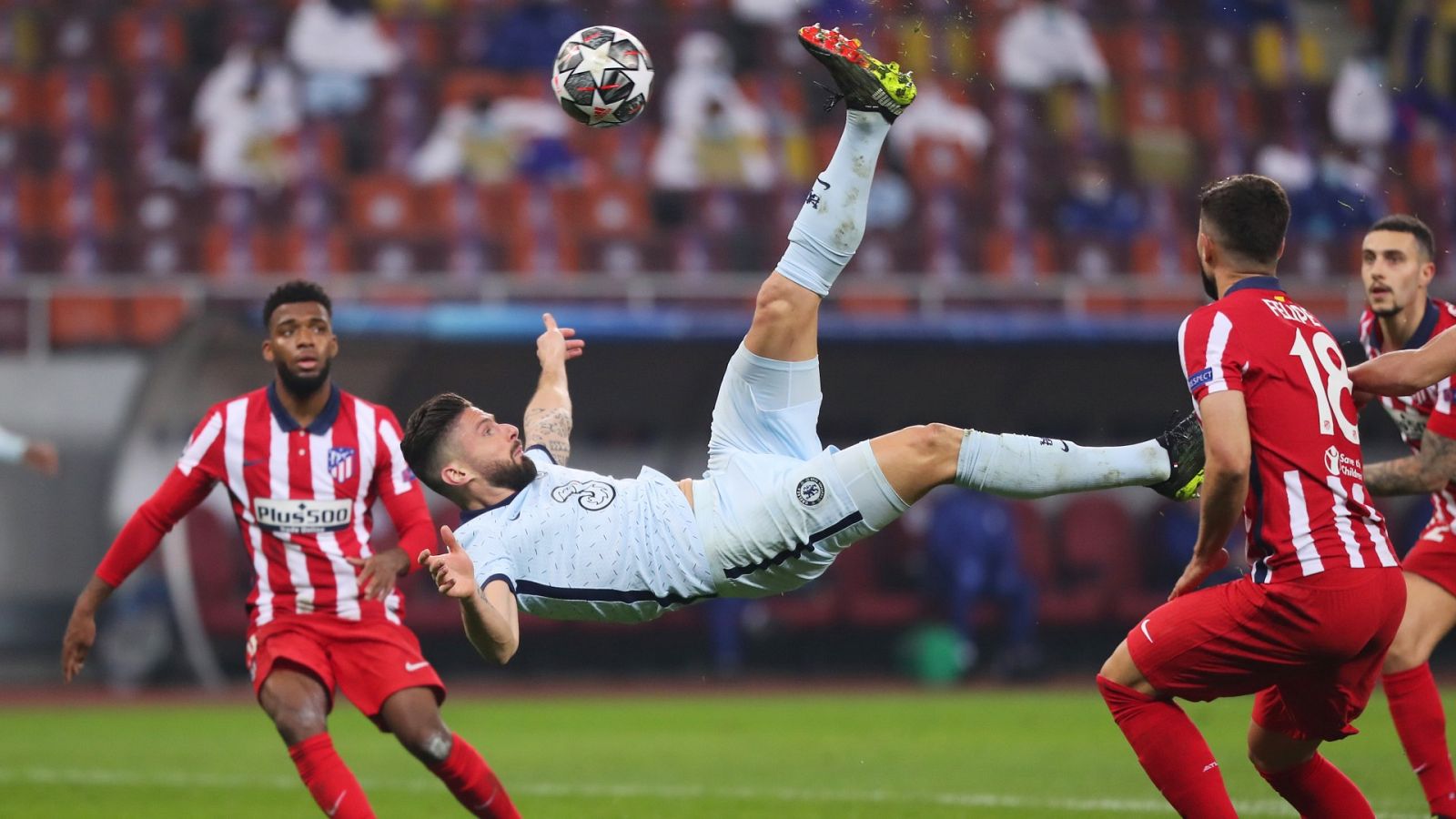 Así fue ell gol de Olivier Giroud ante el Atlético de Madrid en los octavos de Champions