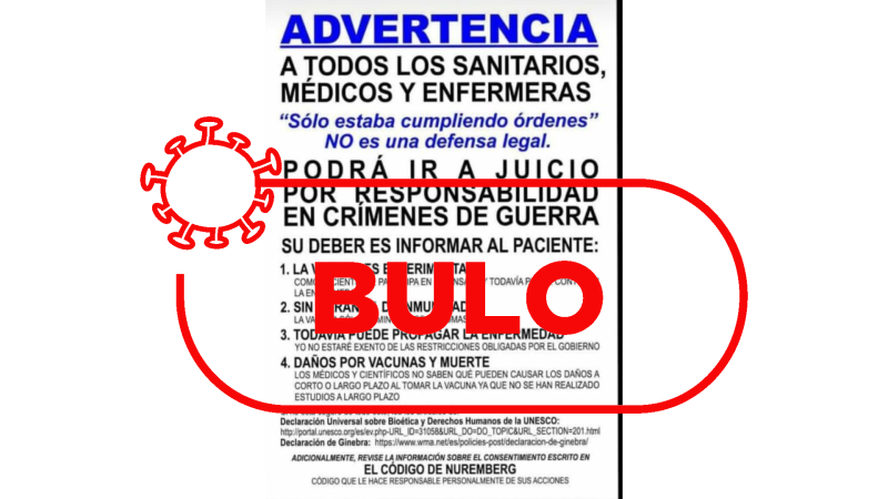 Captura del bulo que corre en redes sociales