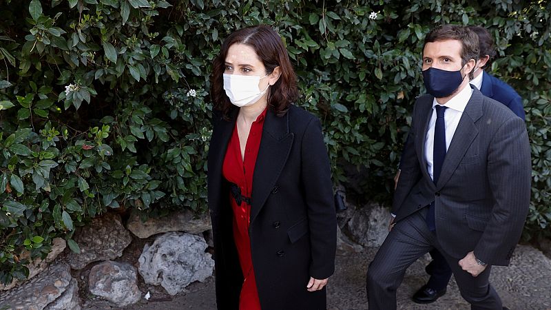 El líder del PP, Pablo Casado, y la presidenta de la Comunidad de Madrid, Isabel Díaz Ayuso