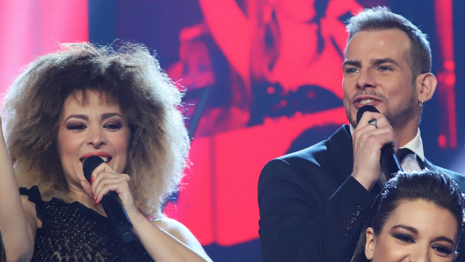 Gisela y Álex Casademunt durante una gala de 'OT'