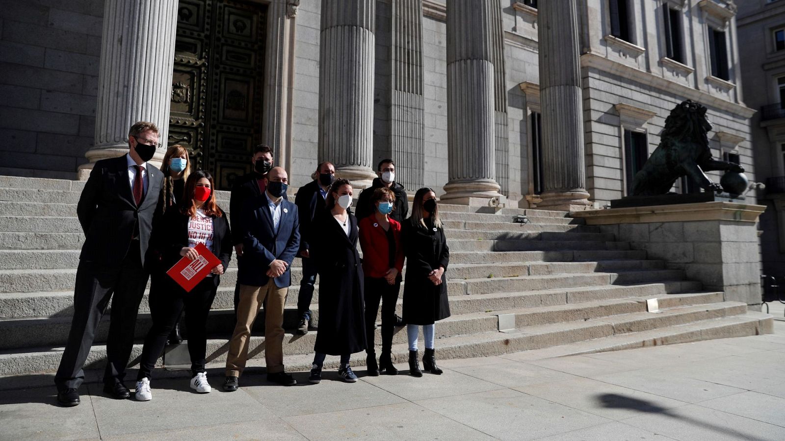 Los portavoces independentistas posando antes de presentar la Ley de Amnistía