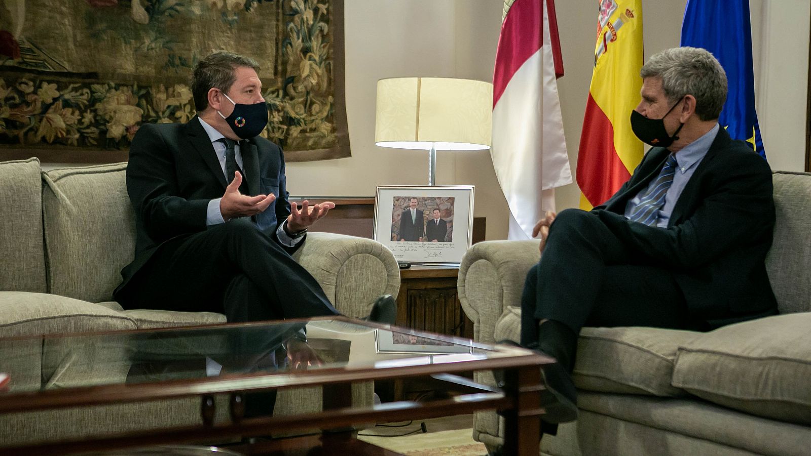 Reunión entre Emiliano García-Page (Castilla-La Mancha) y José Manuel Pérez Tornero (RTVE)