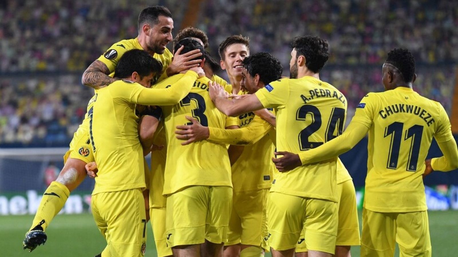 El Villarreal celebra el gol de Gerard Moreno en el 43'