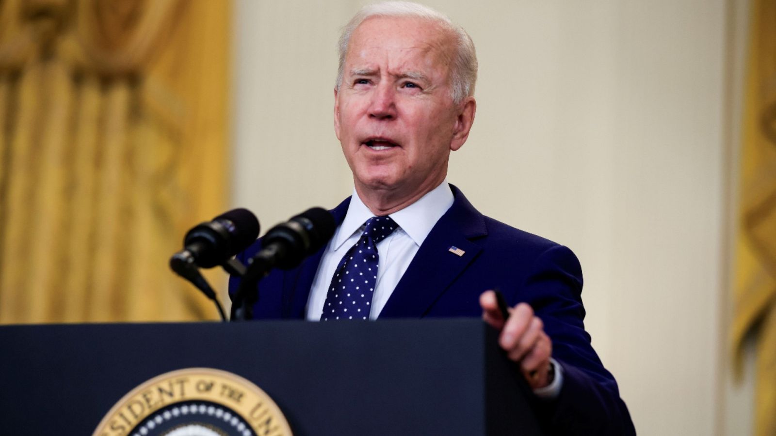 El presidente de Estados Unidos, Joe Biden, durante un discurso sobre Rusia desde la Casa Blanca el jueves 15 de abril de 2021.