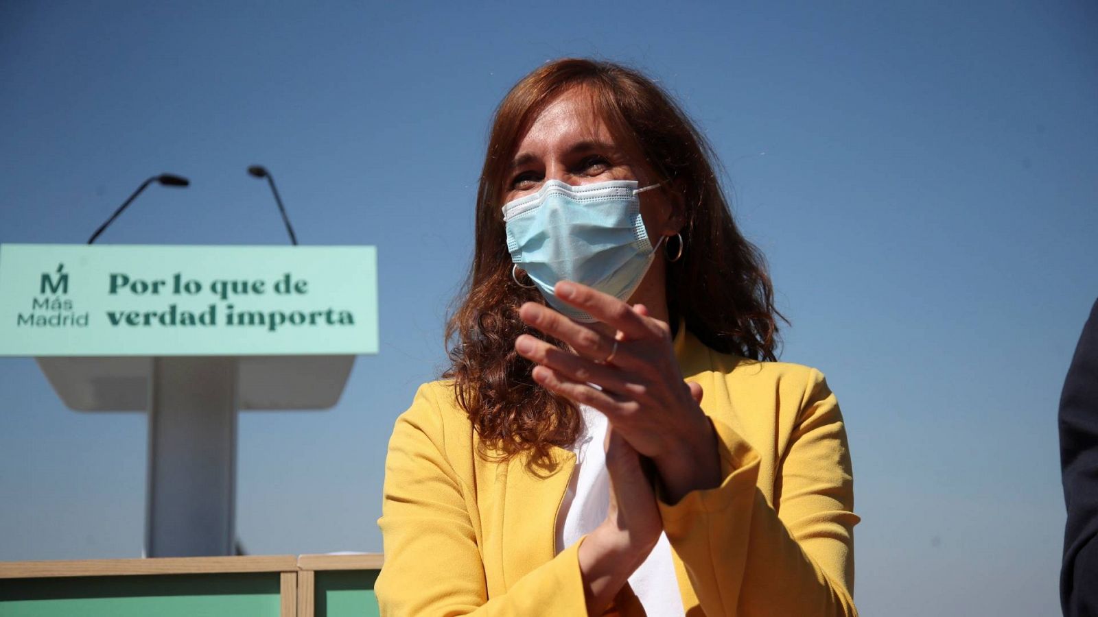 La candidata de Más Madrid a la Comunidad de Madrid, Mónica García, durante un acto de campaña en Vallecas