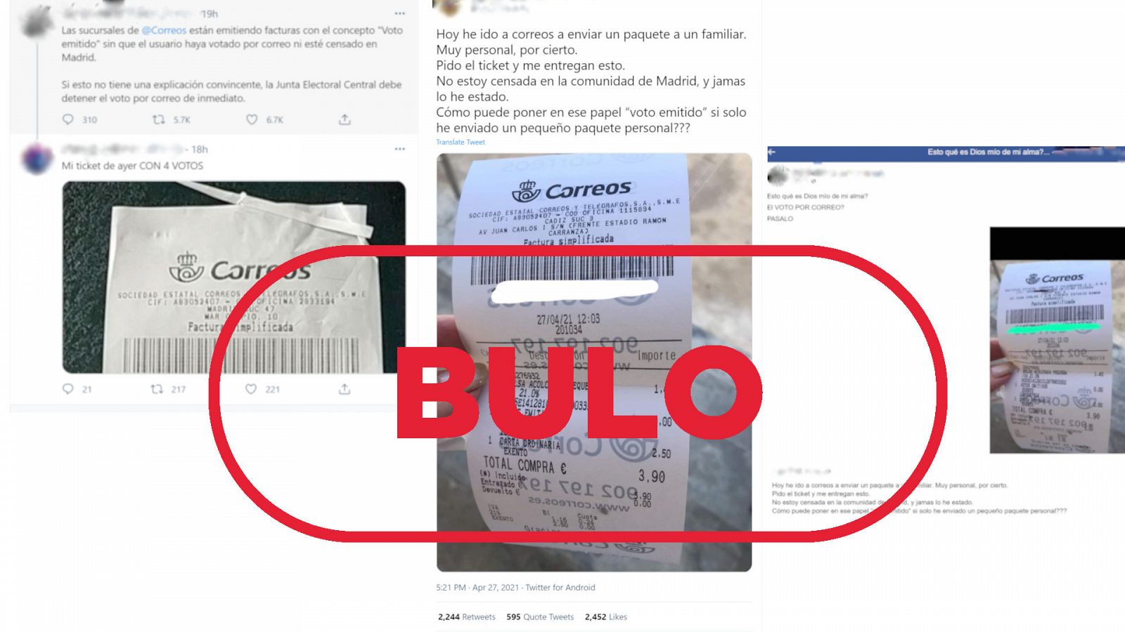 Imagen de los mensajes con tiques de voto por correo