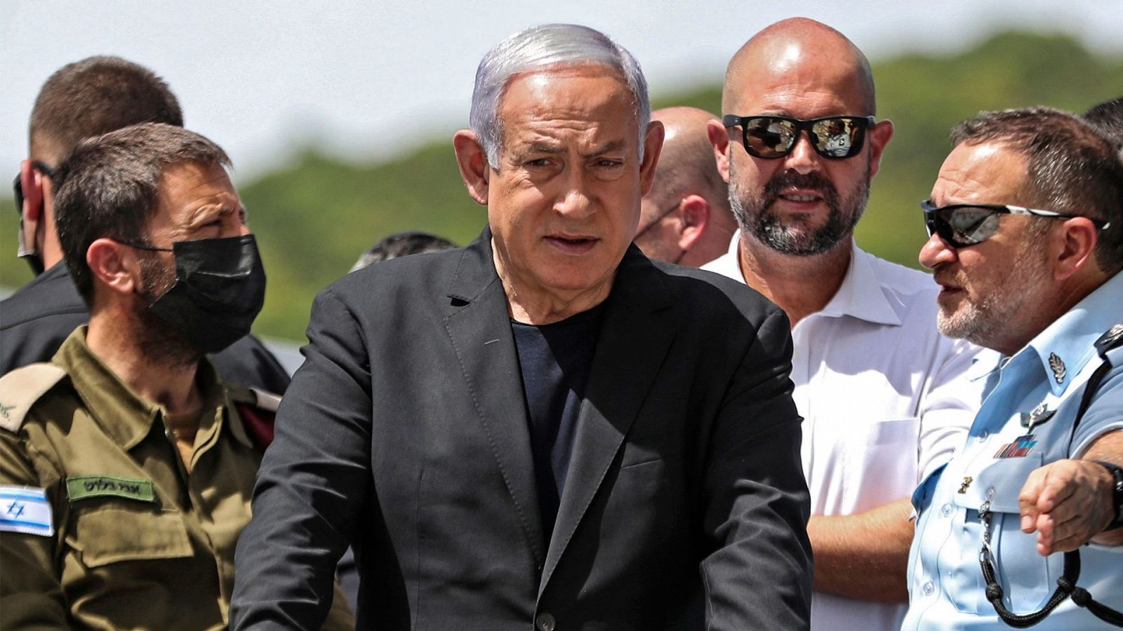 Netanyahu en su visita al lugar de la trágica estampida