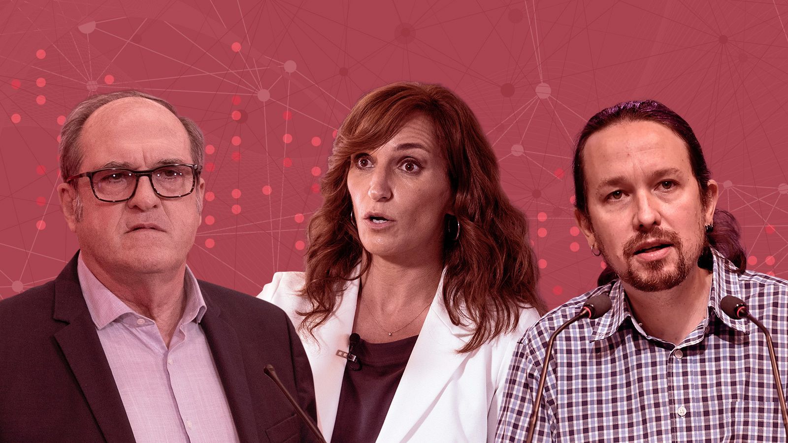 Ángel Gabilondo (PSOE), Mónica García (Más Madrid) y Pablo Iglesias (Unidas Podemos)