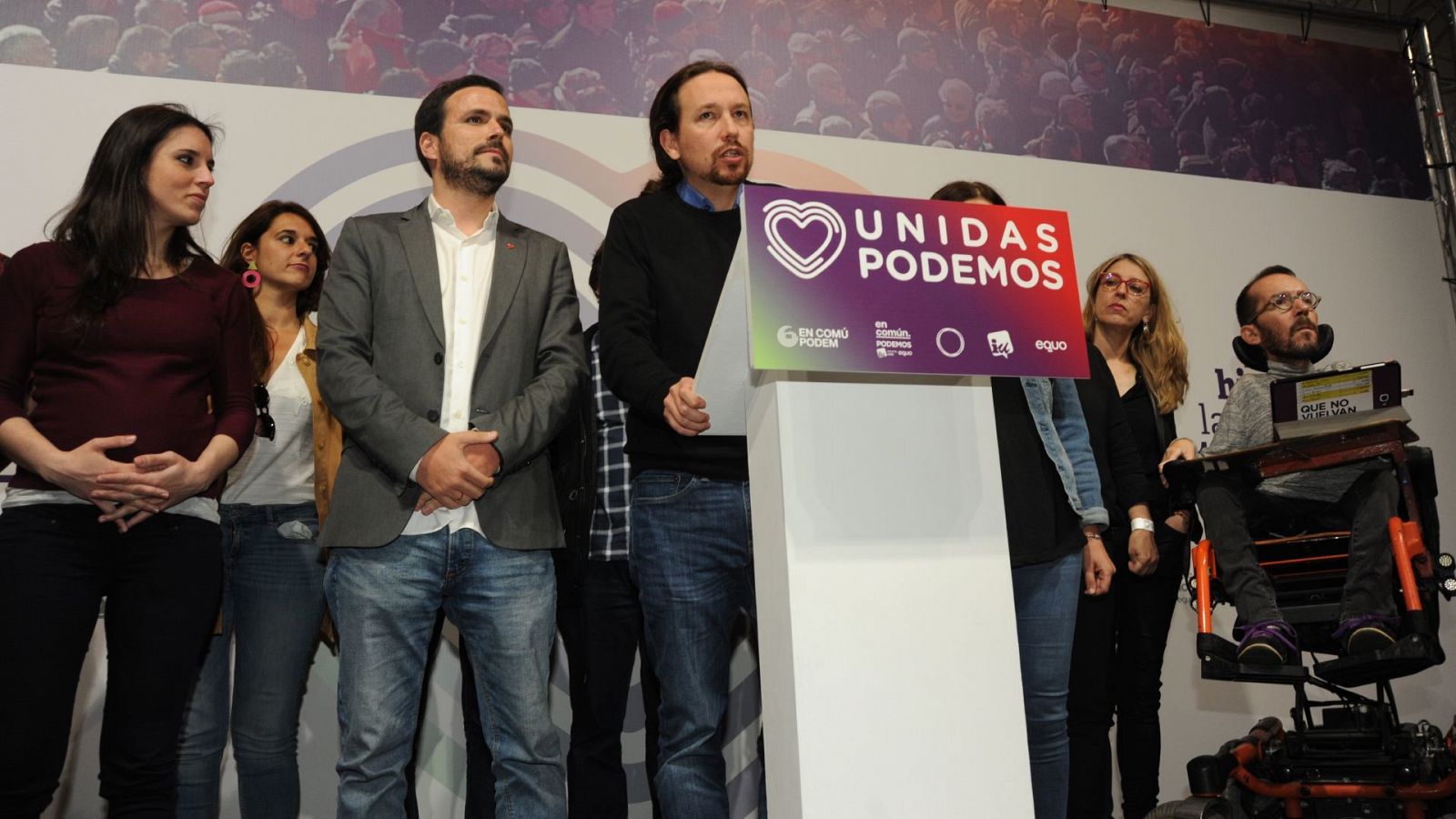 Imagen de archivo de Podemos durante las elecciones de abril de 2019