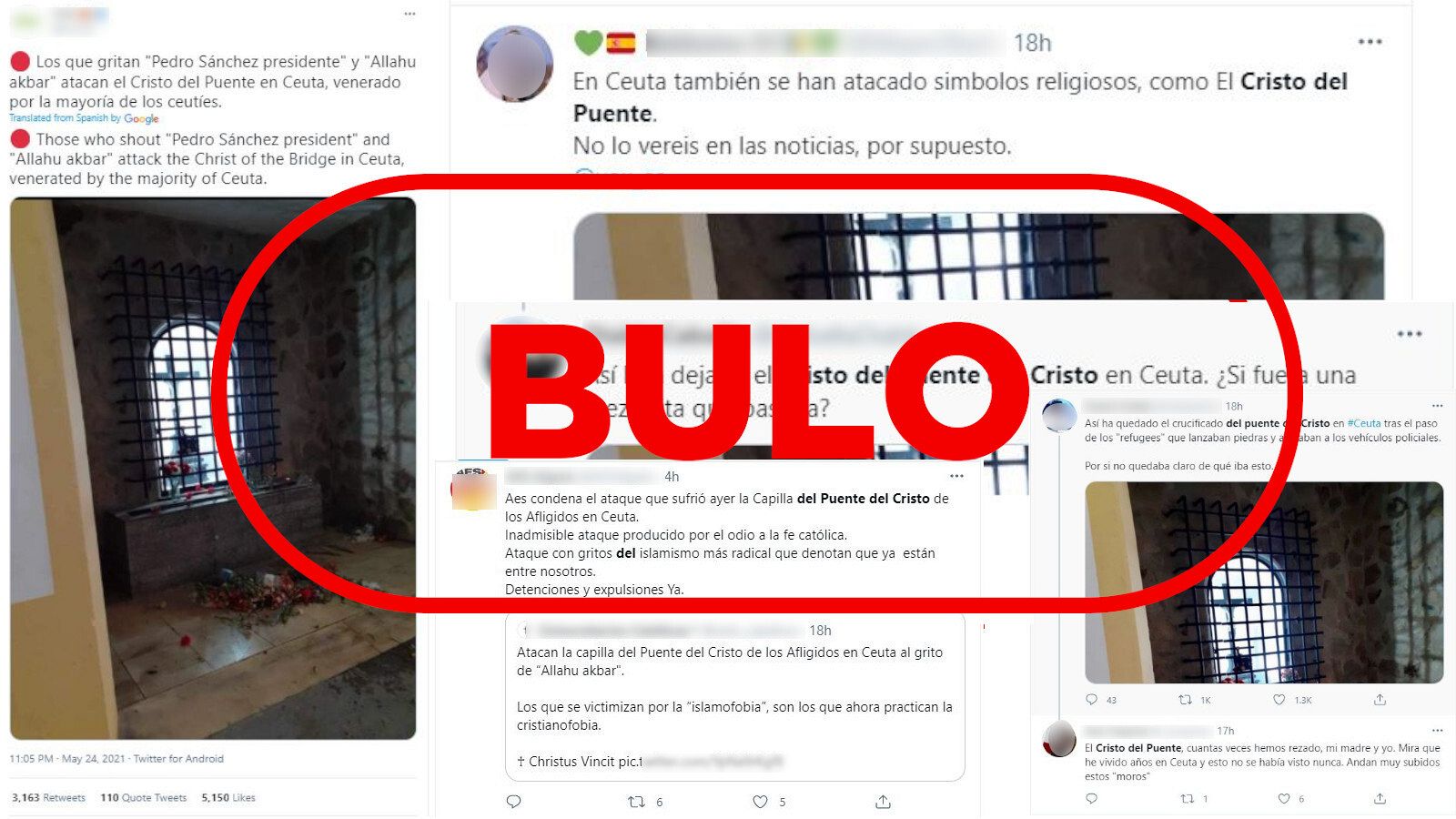 Bulos que circulan en Twitter sobre la capilla de Ceuta