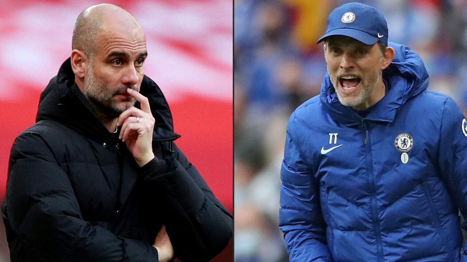 El entrenador del Manchester Ciy, el español Pep Guardiola, y el del Chelsea, el alemán Thomas Tuchel.