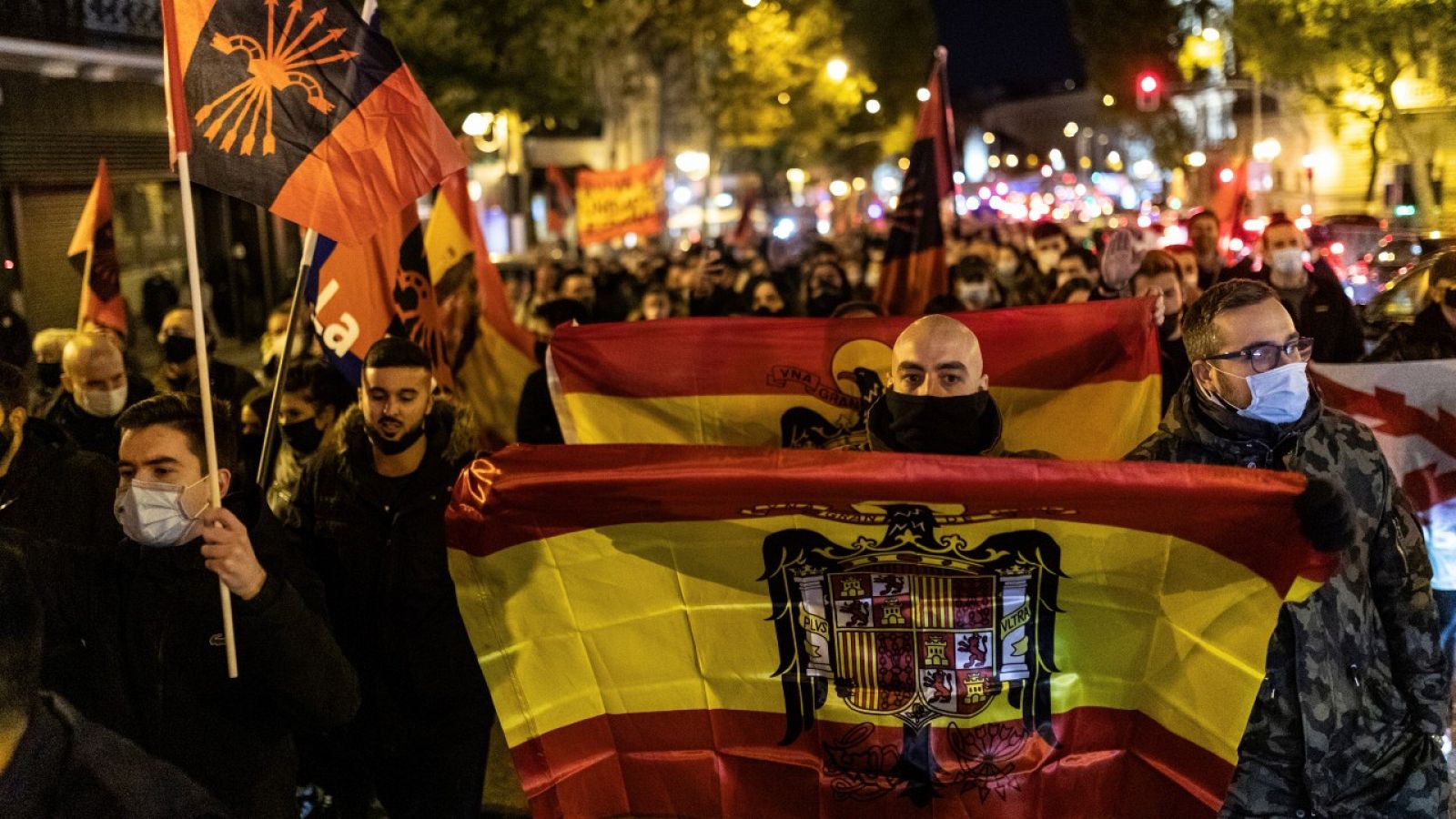 Miembros de Falange en una manifestación el pasado noviembre en Madrid