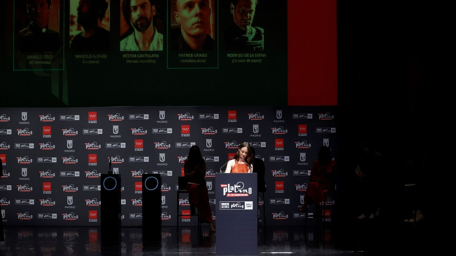  Momento de la lectura de las candidaturas españolas o con participación de España durante la presentación de los Platino.