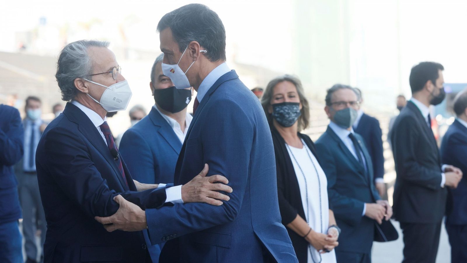 El presidente del Gobierno, Pedro Sánchez, recibido por el presidente del Cercle de Economía Javier Faus