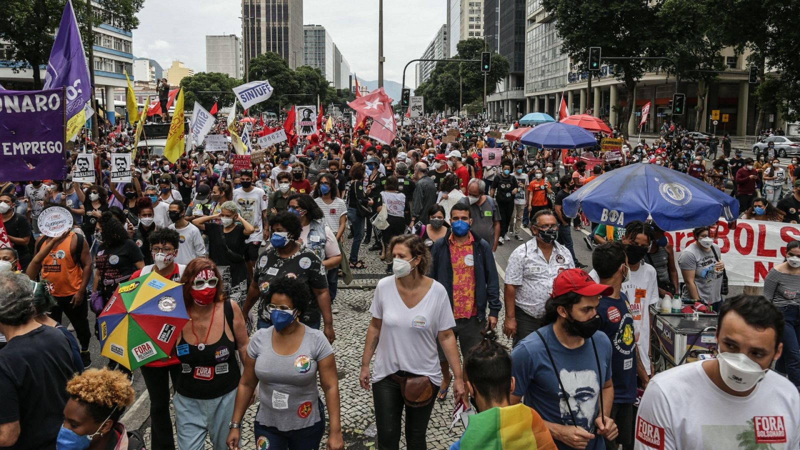 Manifestación contra Bolsonaro en Río de Janeiro
