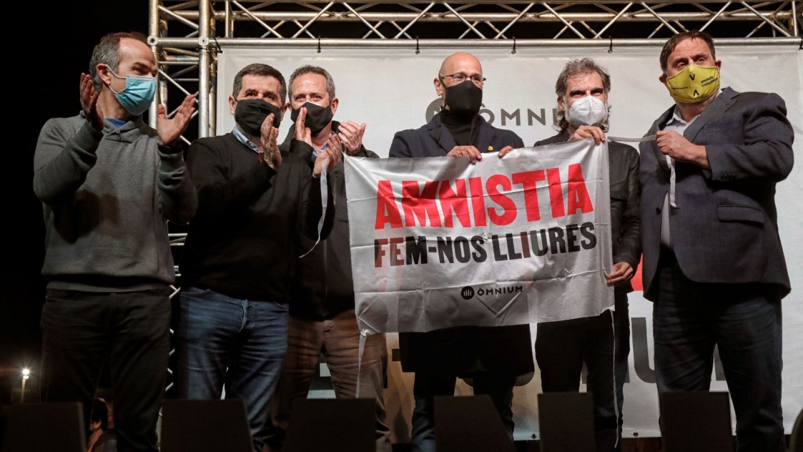 Seis de los presos del procés, Jordi Turull, Jordi Sànchez, Joaquim Forn, Raül Romeva, Jordi Cuixart y Oriol Junqueras