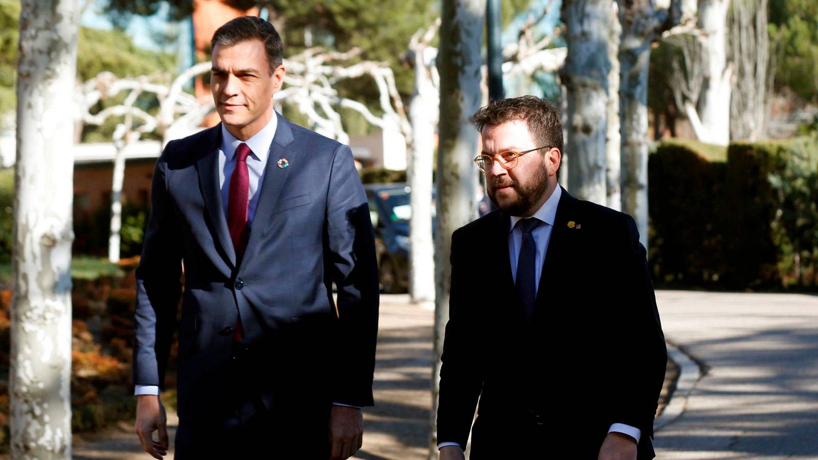 Pedro Sánchez i Pere Aragonès a la primera trobada de la taula de diàleg a Madrid