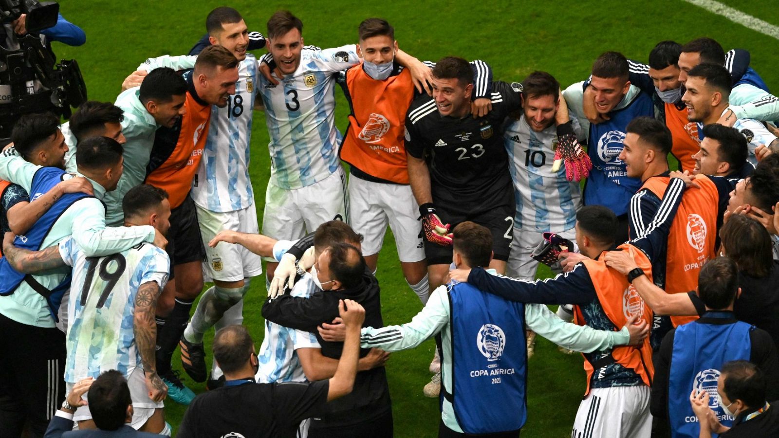 Argentina celebra su pase a la final de la Copa América.