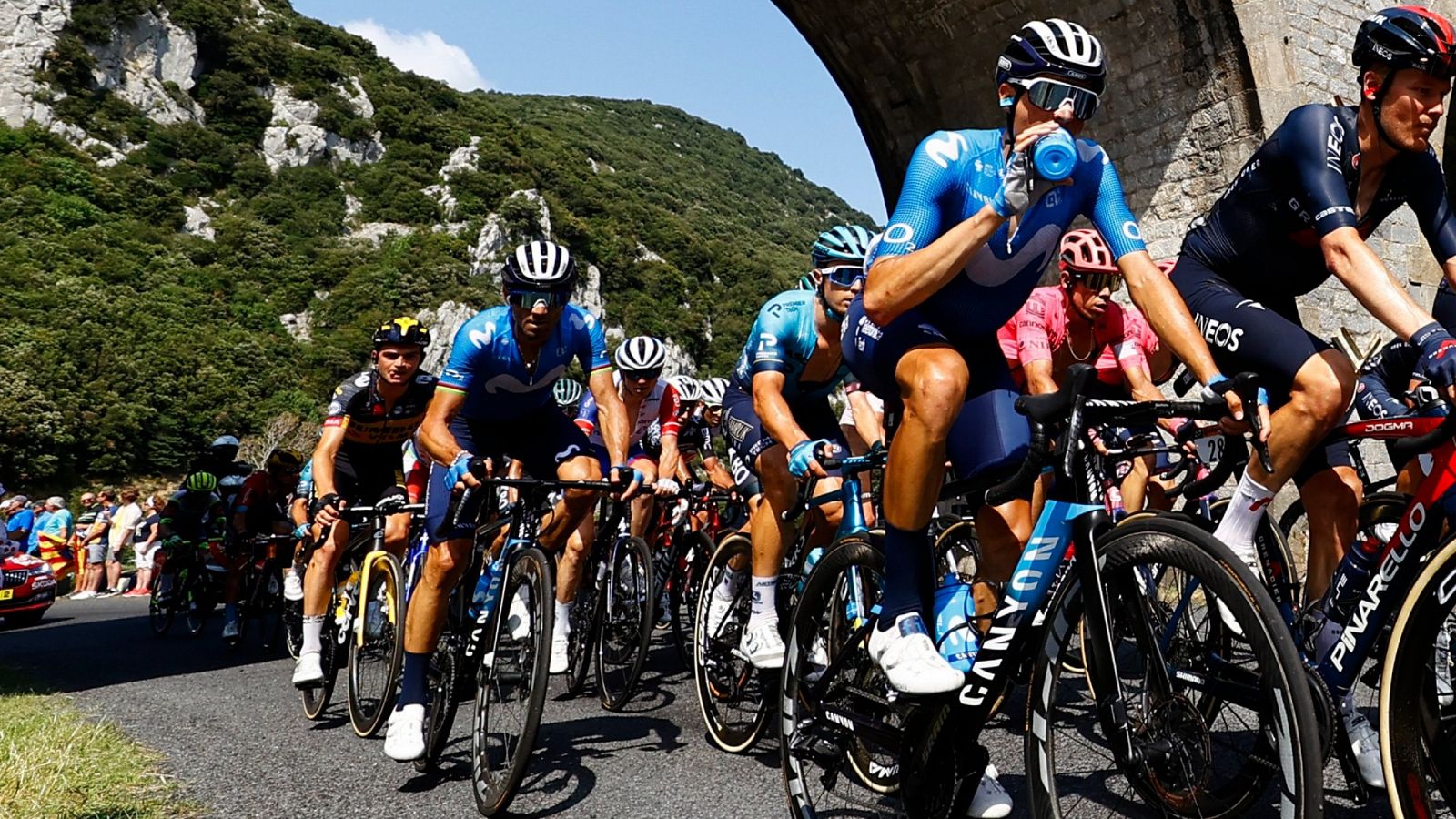 Los corredores del Movistar Team durante el Tour de Francia.