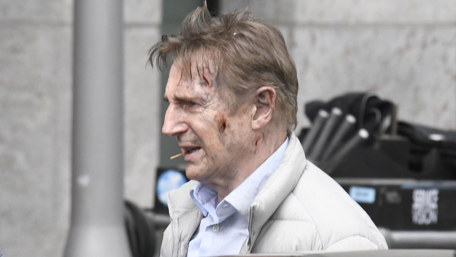 Liam Neeson en el rodaje de la película 'Retribution'