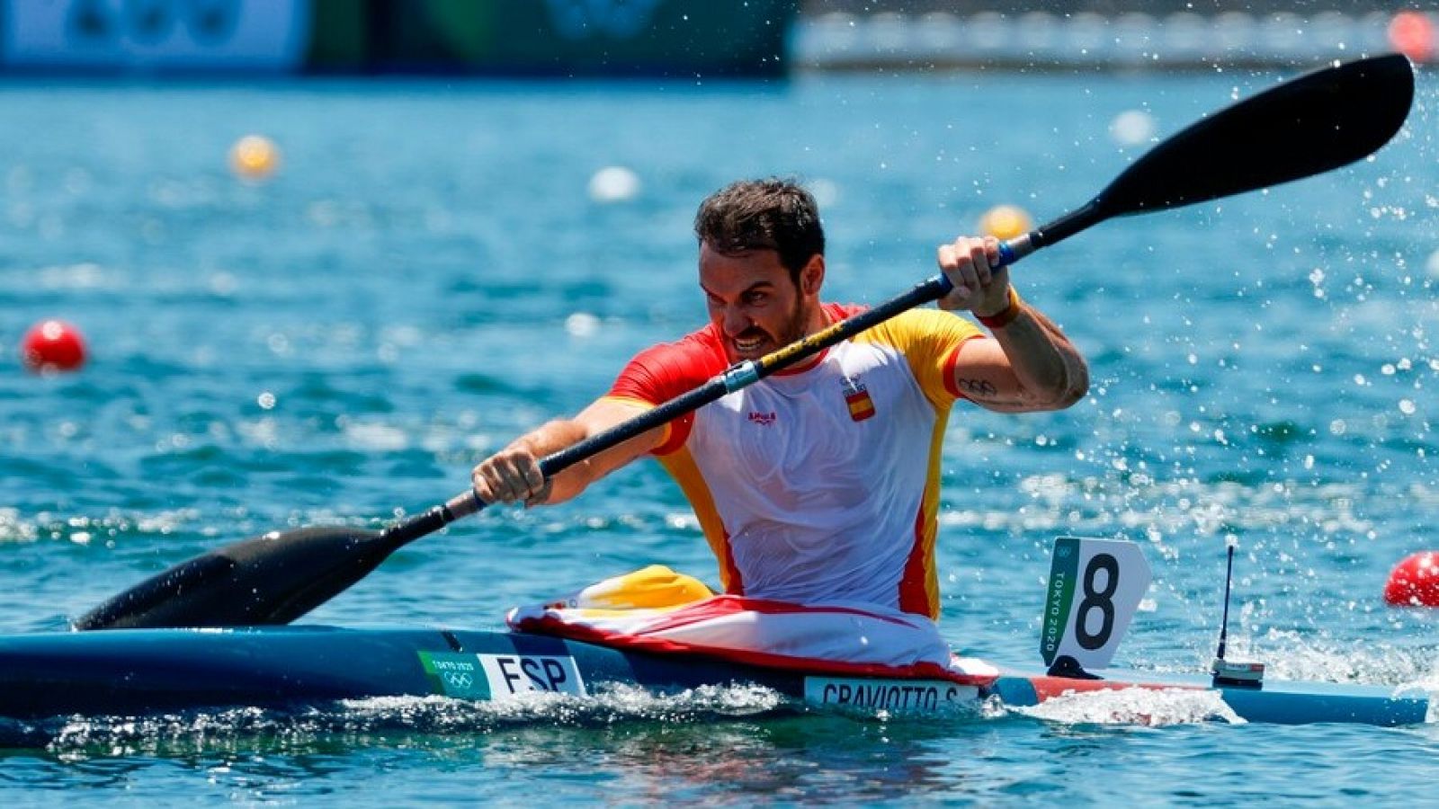 Saúl Craviotto durante una de las pruebas individuales de piragüismo esprint en Tokio