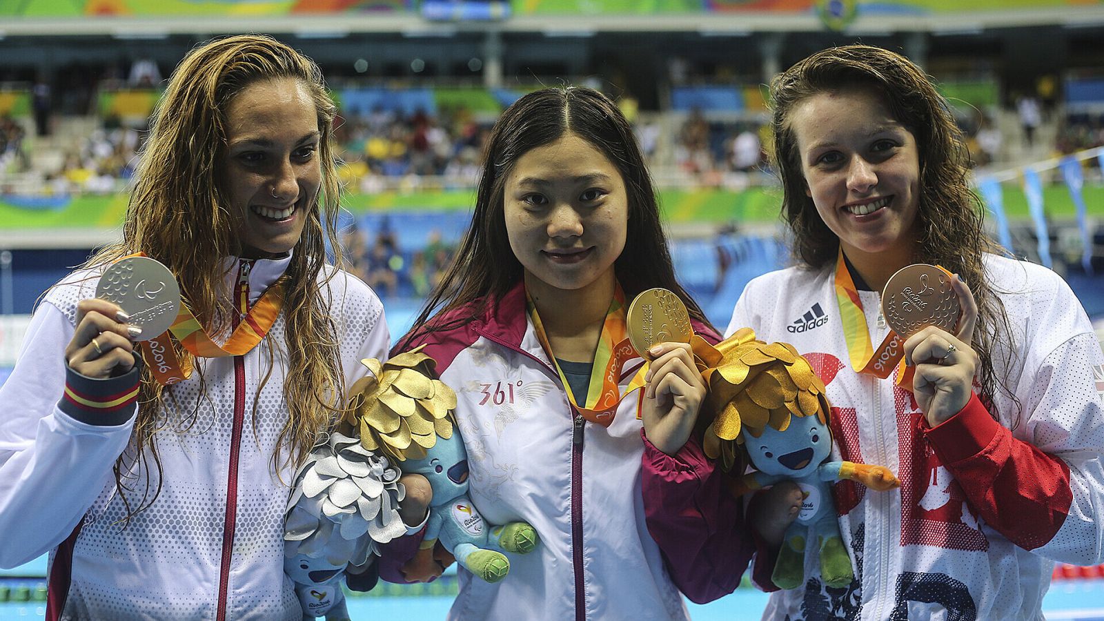 Podio 200m estilos natacion Rio 2016: China, España y Reino Unido