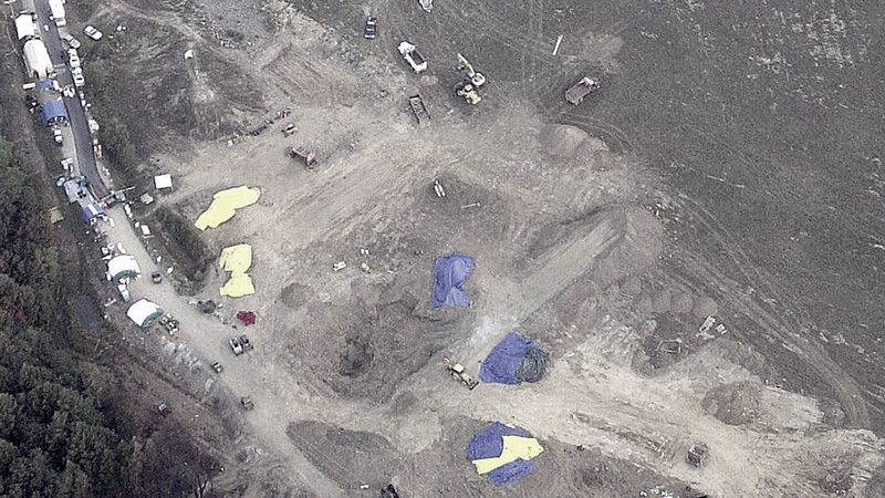 11-S: Vista aérea del lugar donde se estrelló el vuelo 93 de United Airlines, cerca de Shanksville, en Pensilvania.