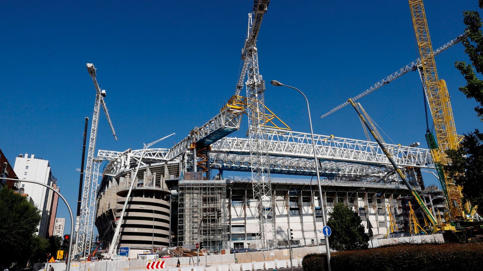 El estadio Santiago Bernabéu, en plenas obras de remodelación.