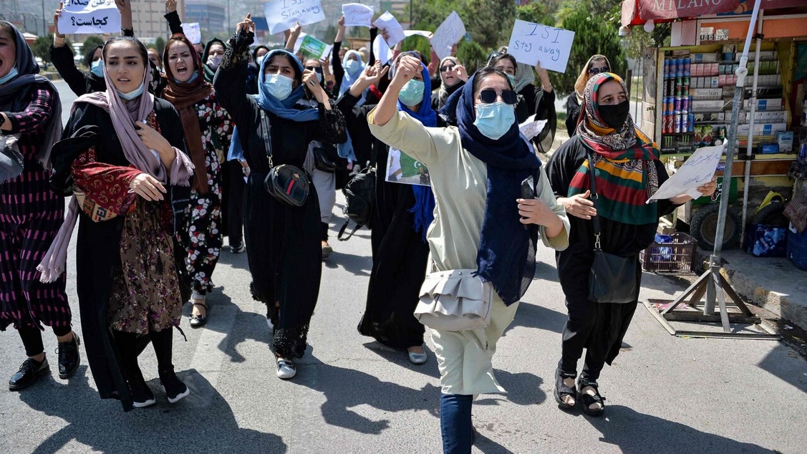 Protesta de mujeres afganas en Kabul, el pasado 7 de septiembre. Foto: Hoshang Hashimi / AFP