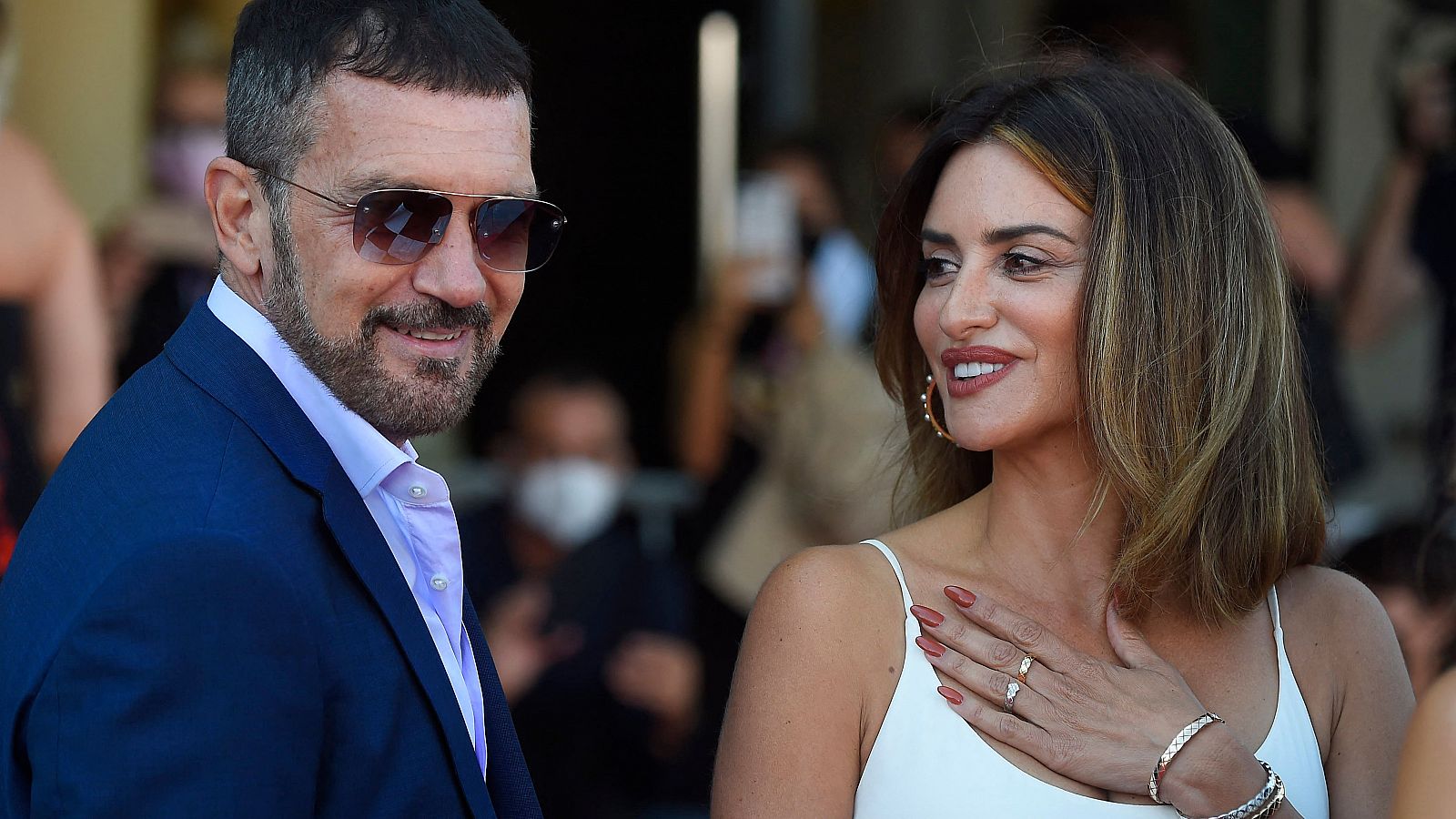 Antonio Banderas y Penélope Cruz, en la presentación de 'Competición oficial' en San Sebastián.